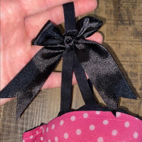 Pink and Black Polka Dot Lingerie Set - Picture 3 of 11